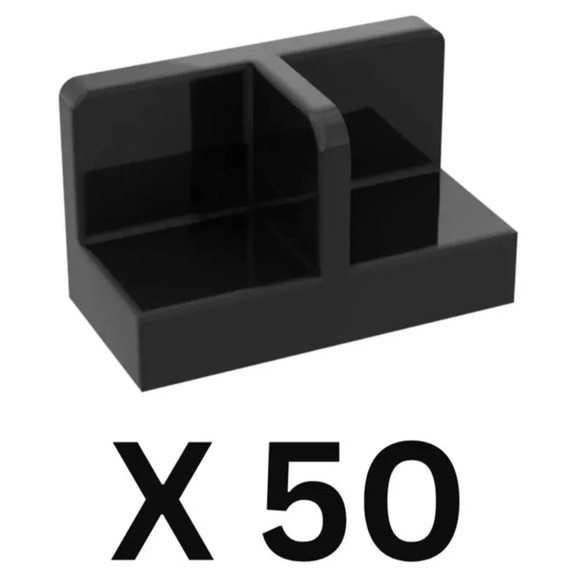 LEGO Parts - Black Panel 1 x 2 x 1 with Center Divider - No. 93095 - QTY 50 - Picture 1 of 4